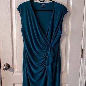 XL Chaps teal calf length dress